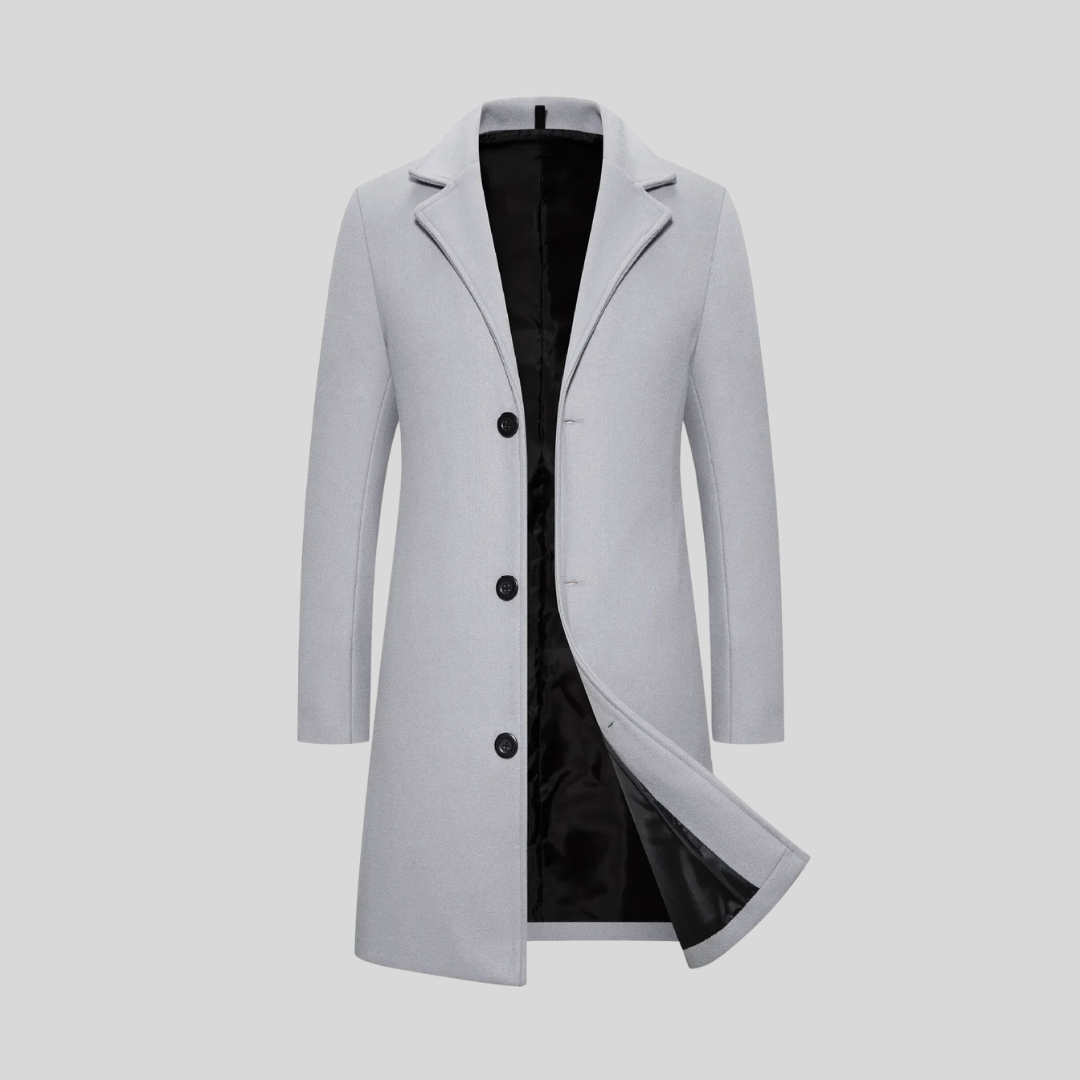 Manteau long aspect lainage col cranté