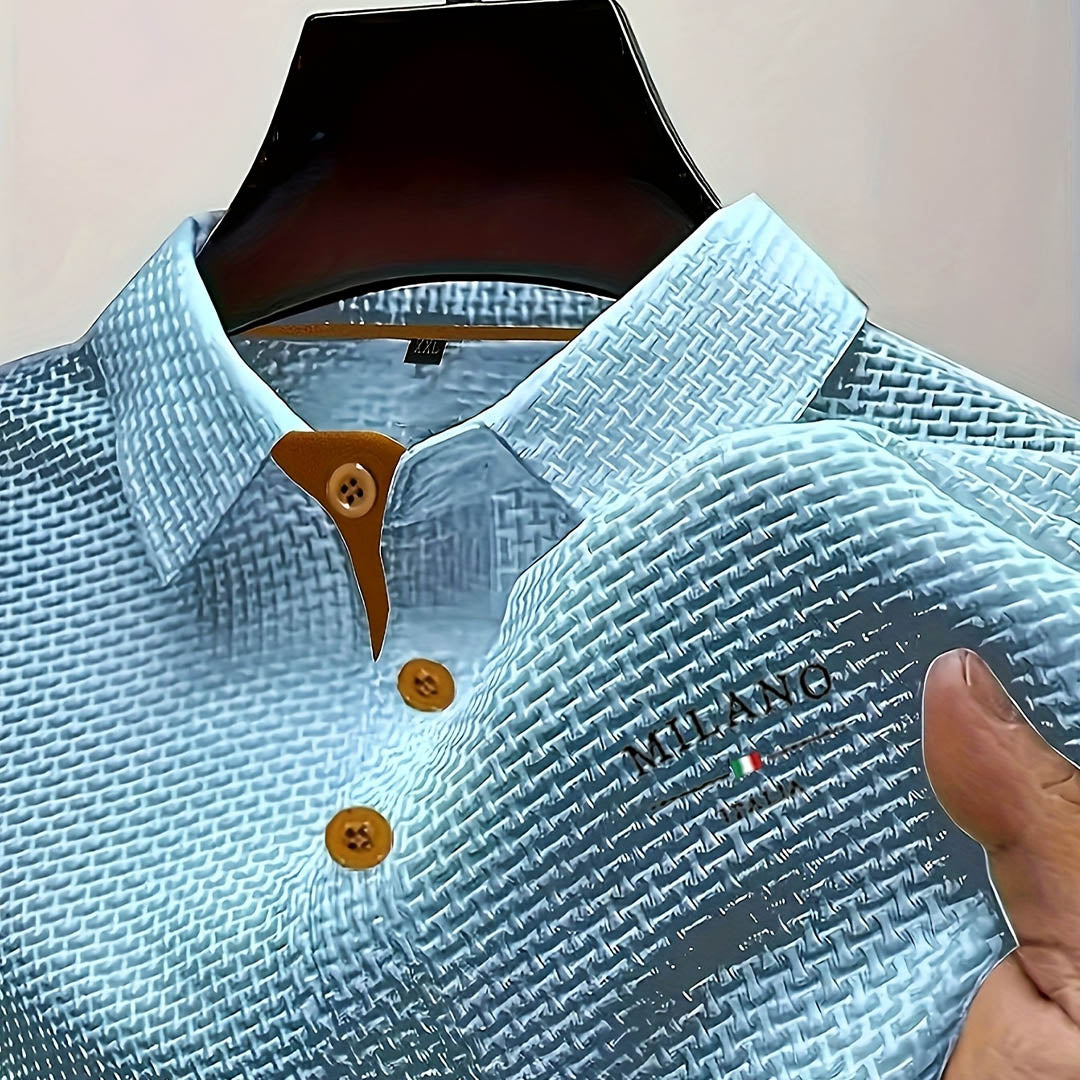 Polo maille texturée col boutonné