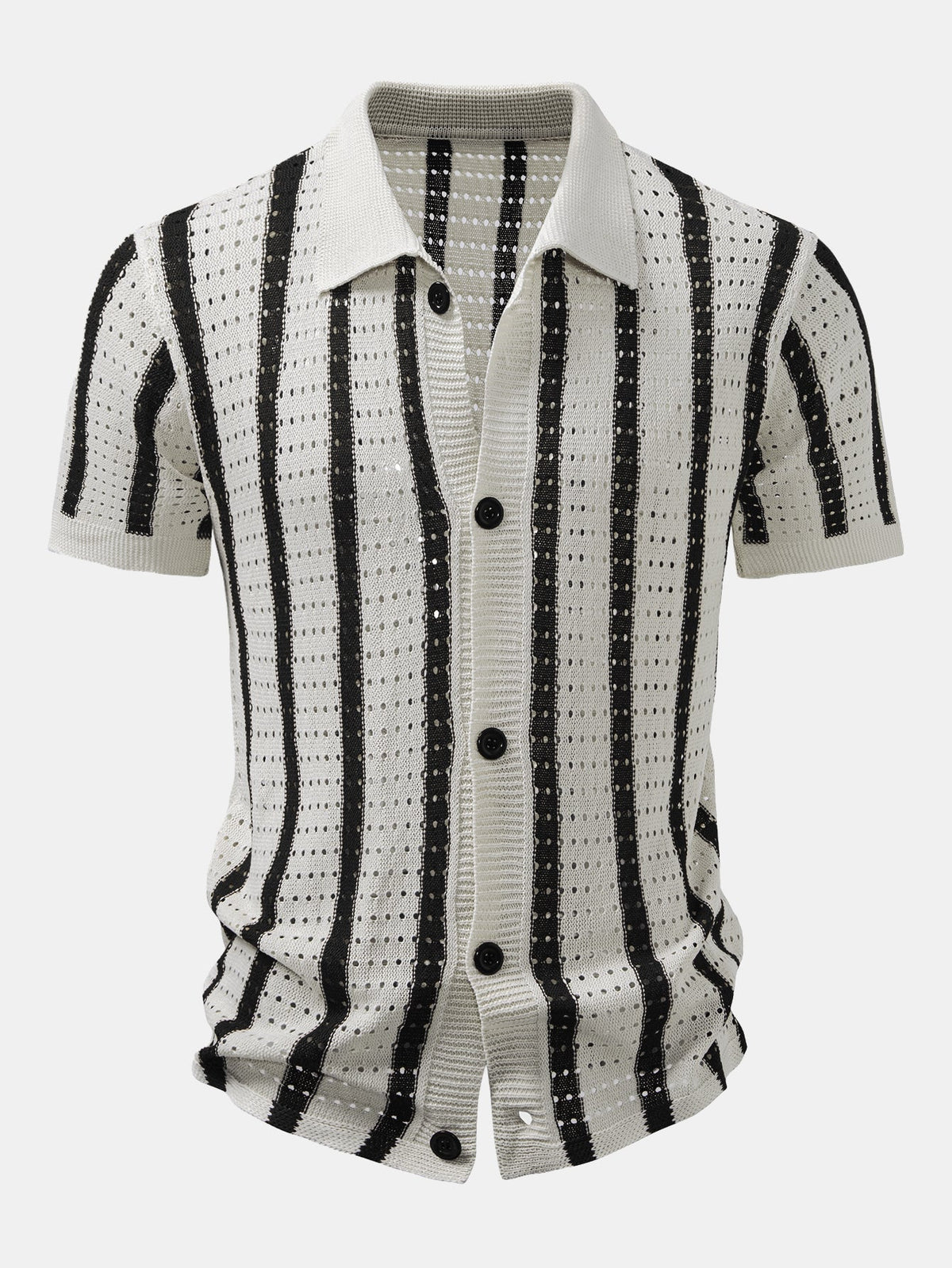 Chemise en maille rayée à œillets