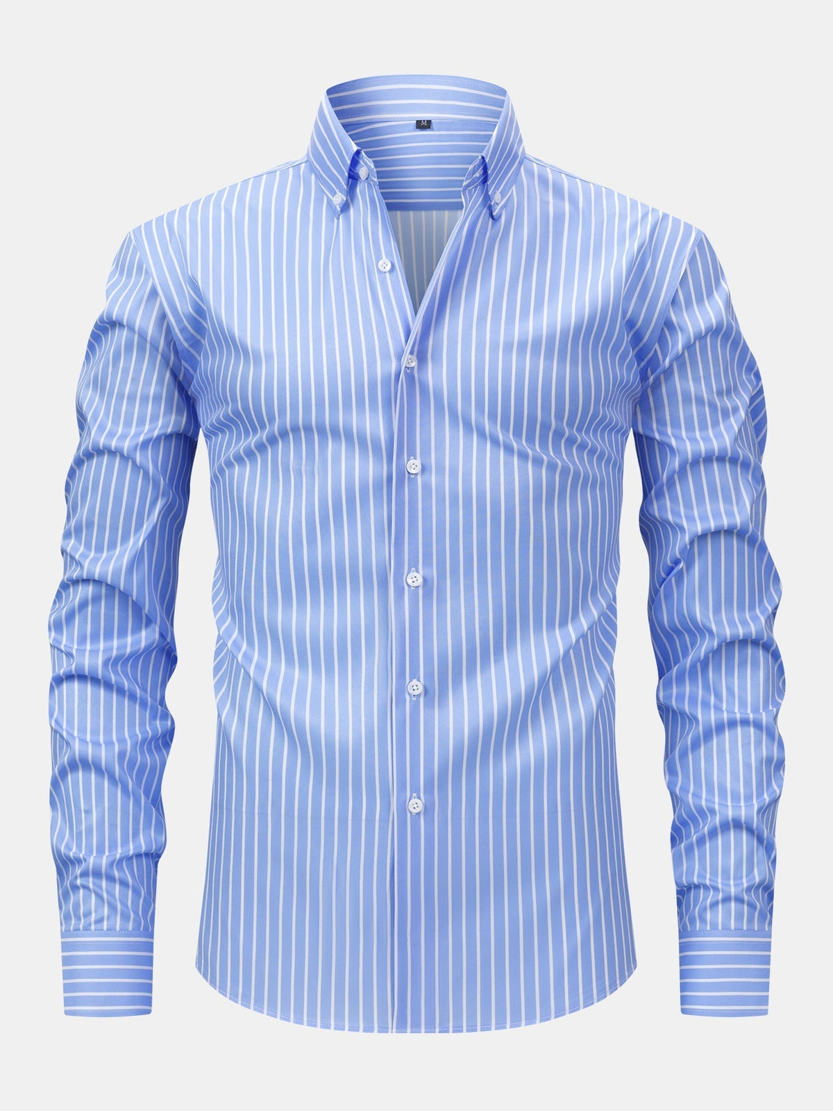 Chemise à rayures col boutonné bleu marine