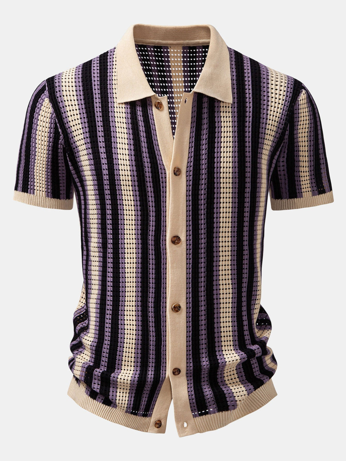 Chemise rayée à œillets au crochet