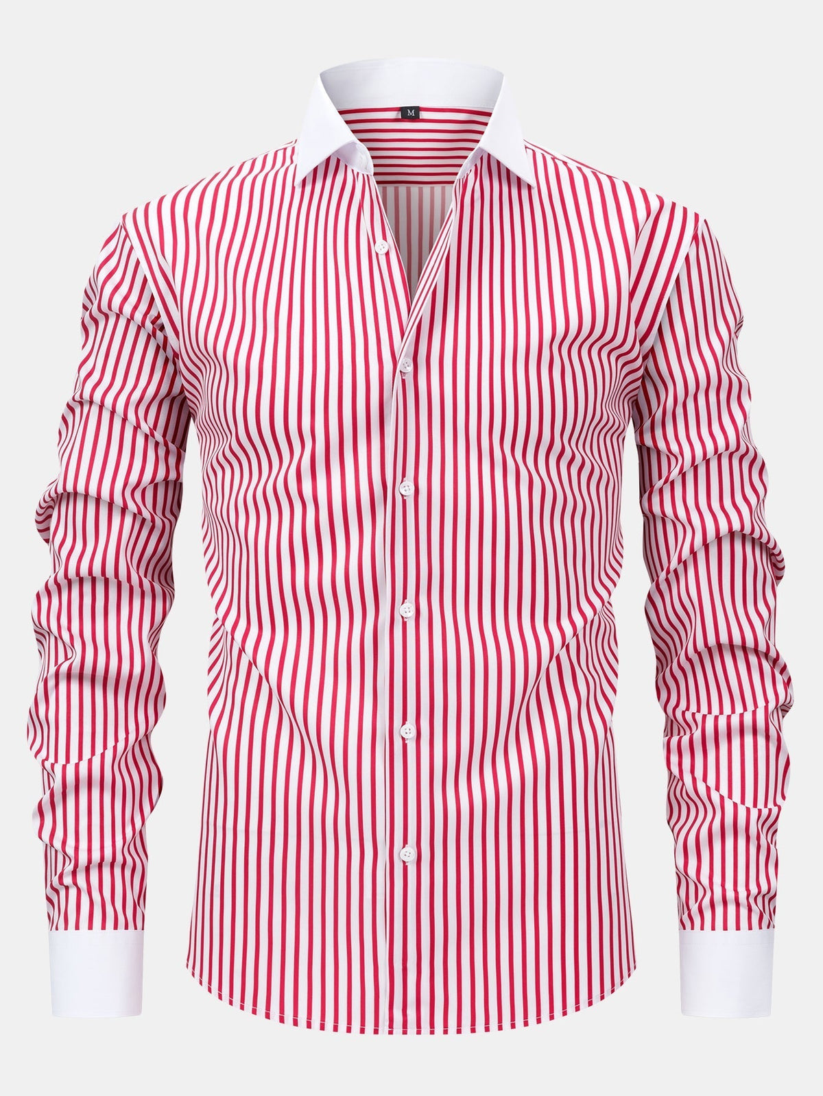 Chemise rayée col contrasté et pantalon slim