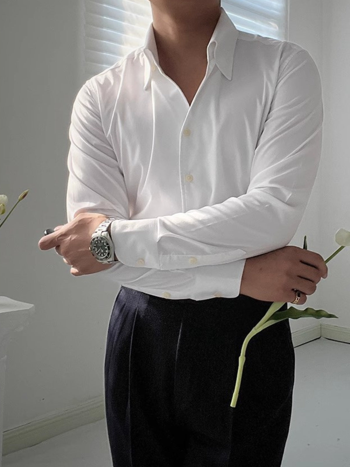 Chemise blanche coupe slim manches longues