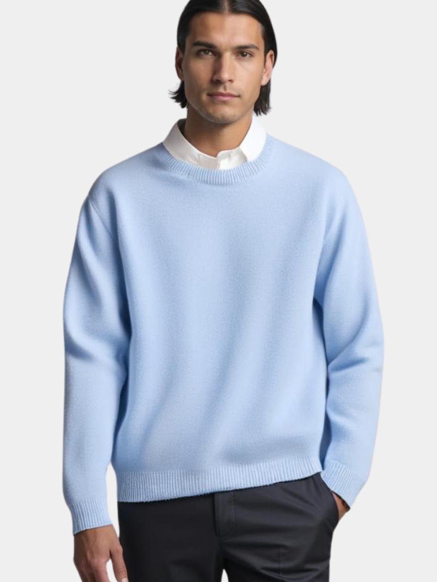 Pull col rond toucher cachemire maille fine homme