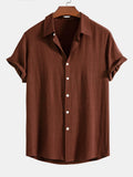 Chemise manches courtes en mélange de lin coupe décontractée homme – Opéra
