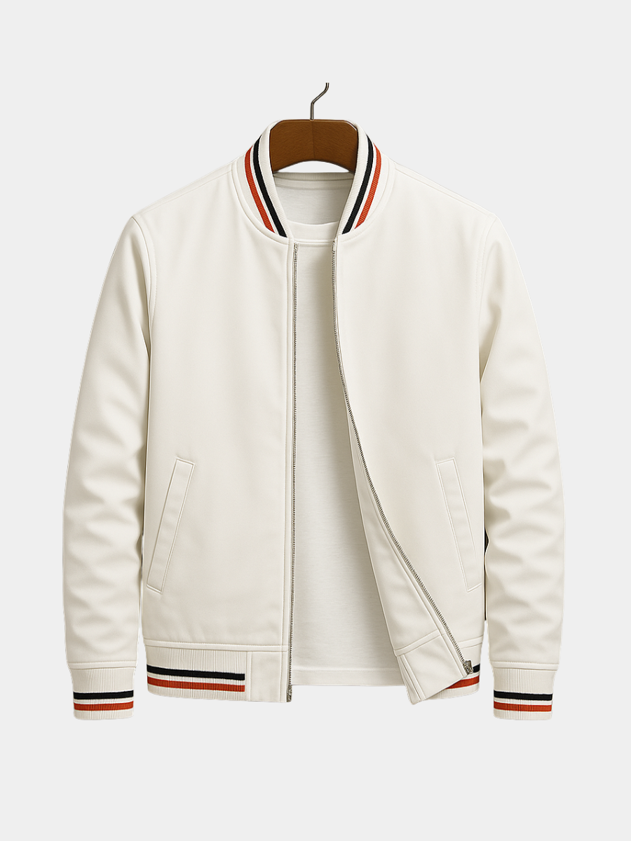 Blouson bomber zippé à bords rayés
