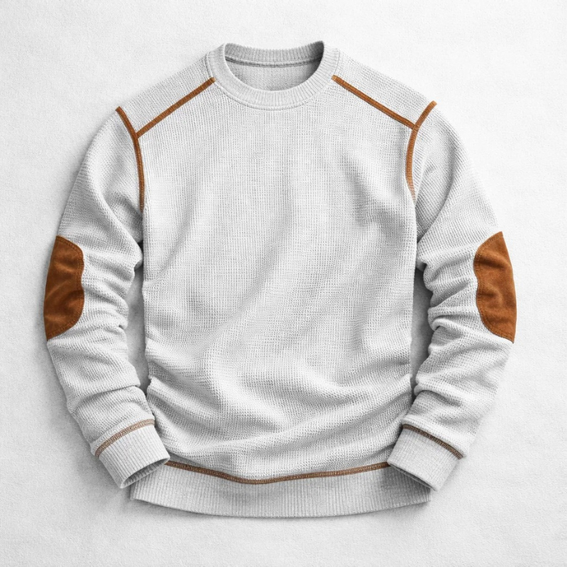 Pull gaufré col rond à coudières