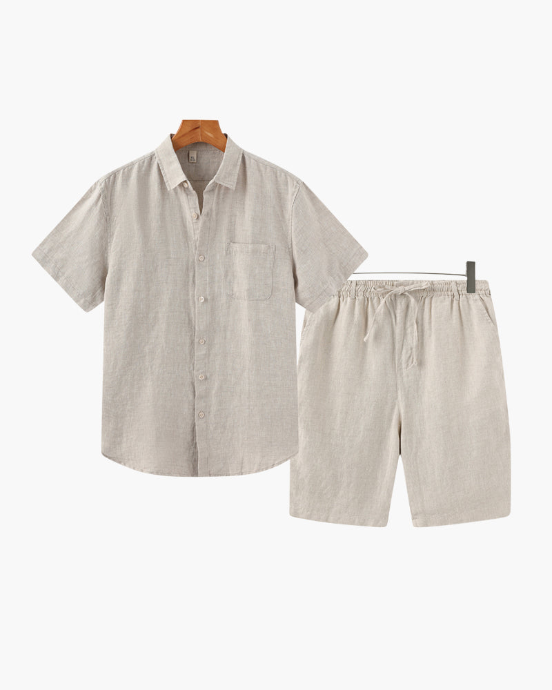 Ensemble chemise en lin et short décontracté d'été coordonné homme – Villenave