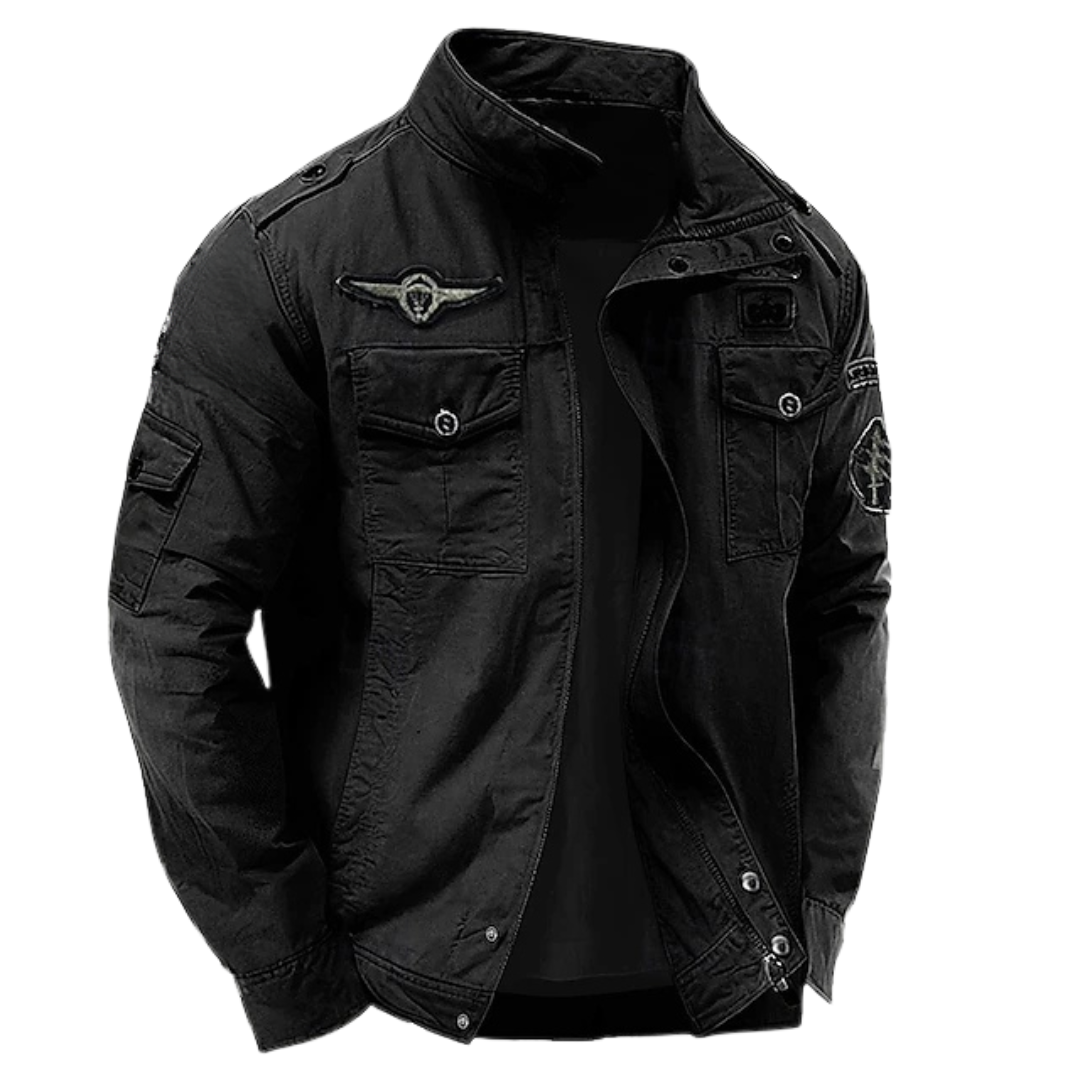 Veste militaire à col montant et poches poitrine