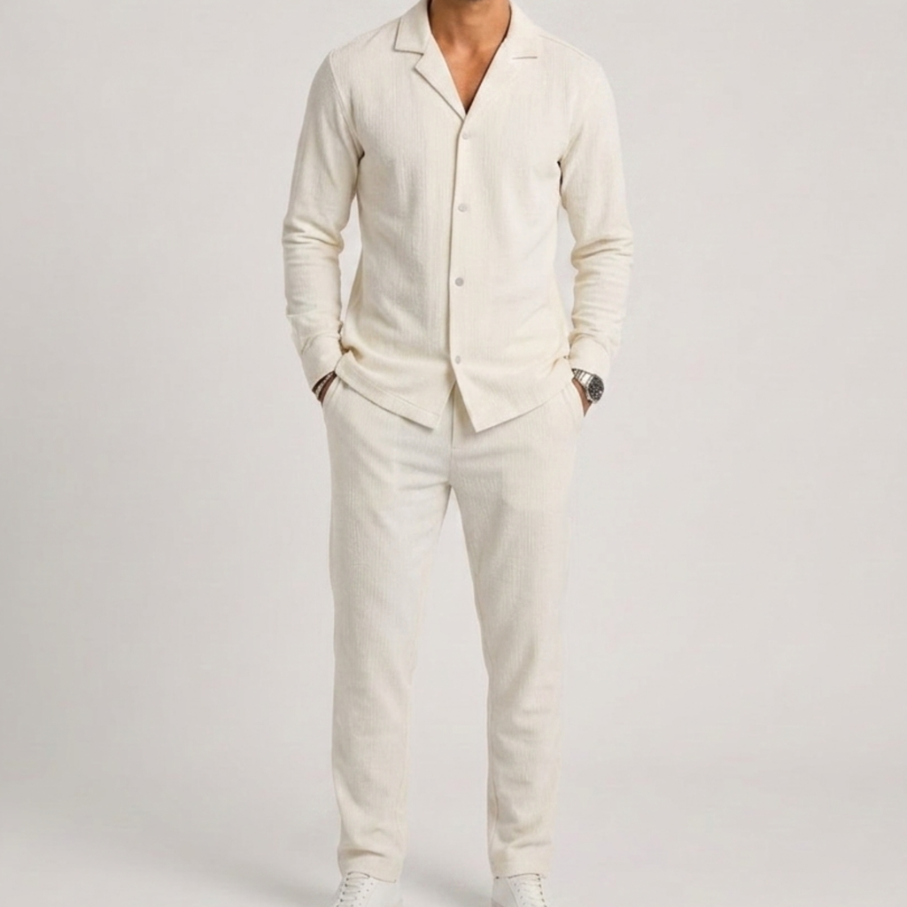 Ensemble haut manches longues et pantalon assorti coupe droite homme – Souzay