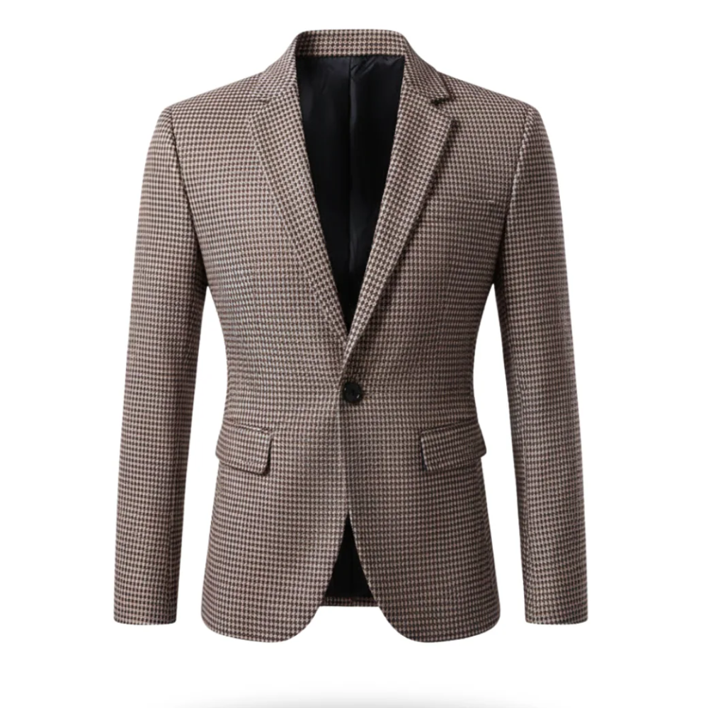Blazer motif pied-de-poule un bouton