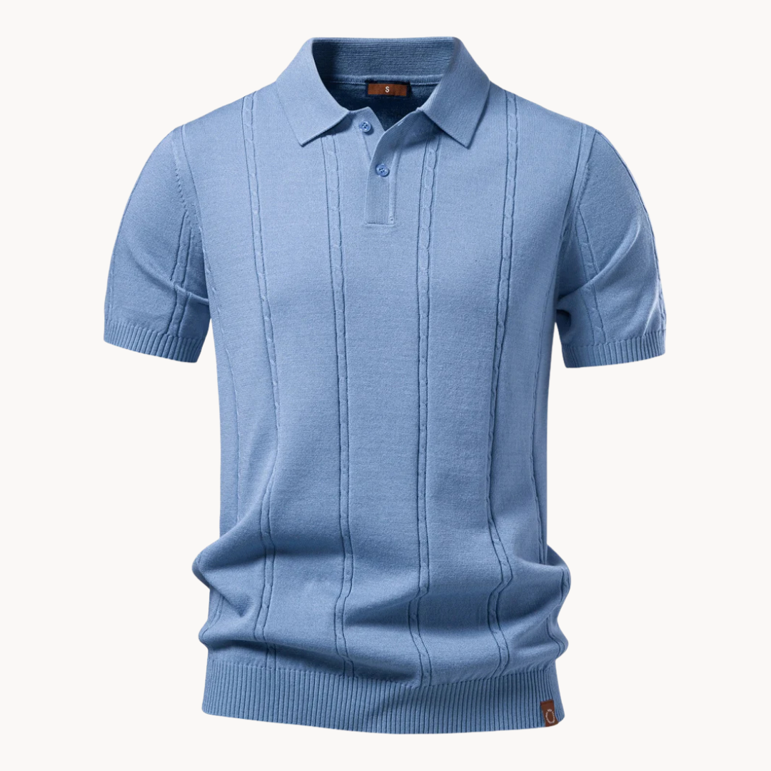Polo maille texturée à côtes verticales