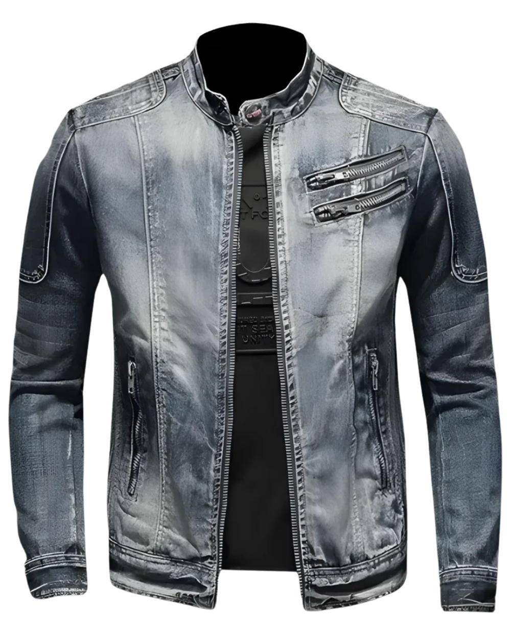 Veste en jean grise zippée