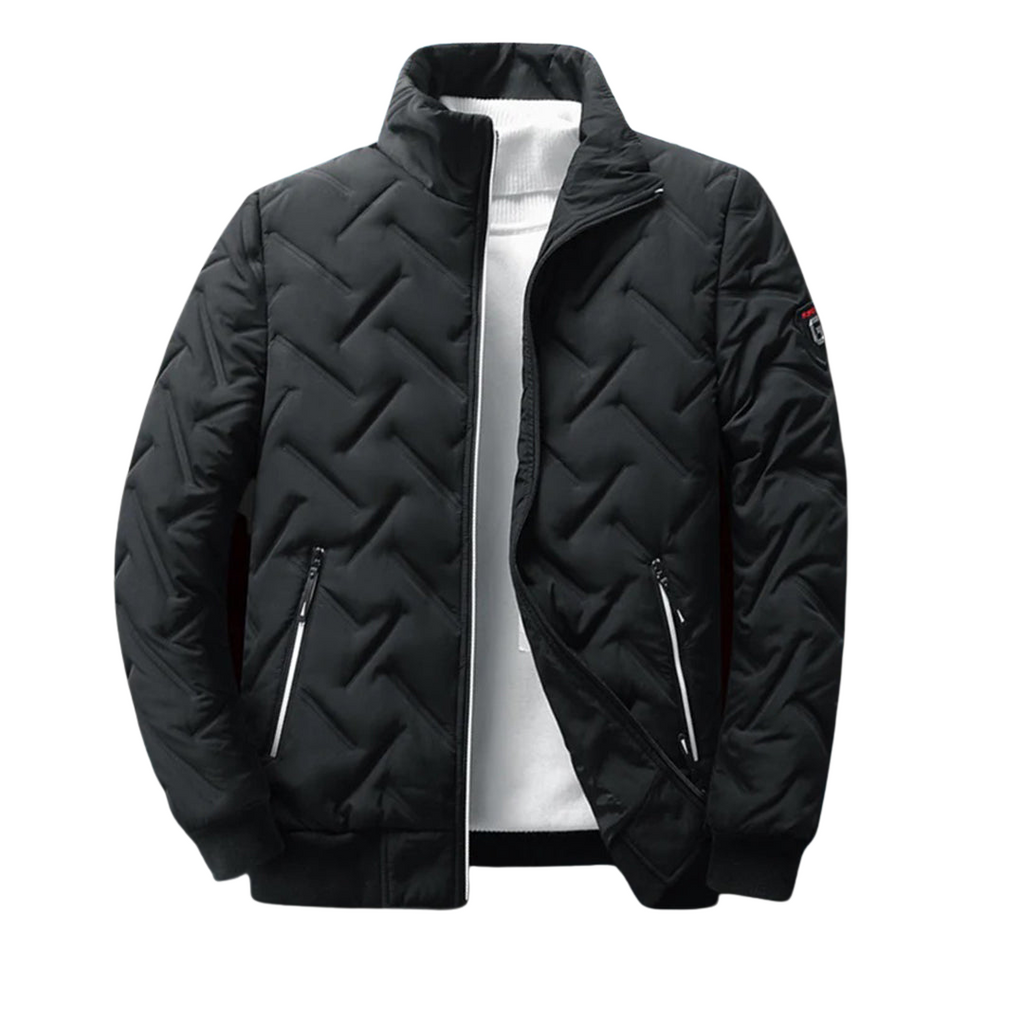 Blouson matelassé col montant motif chevrons