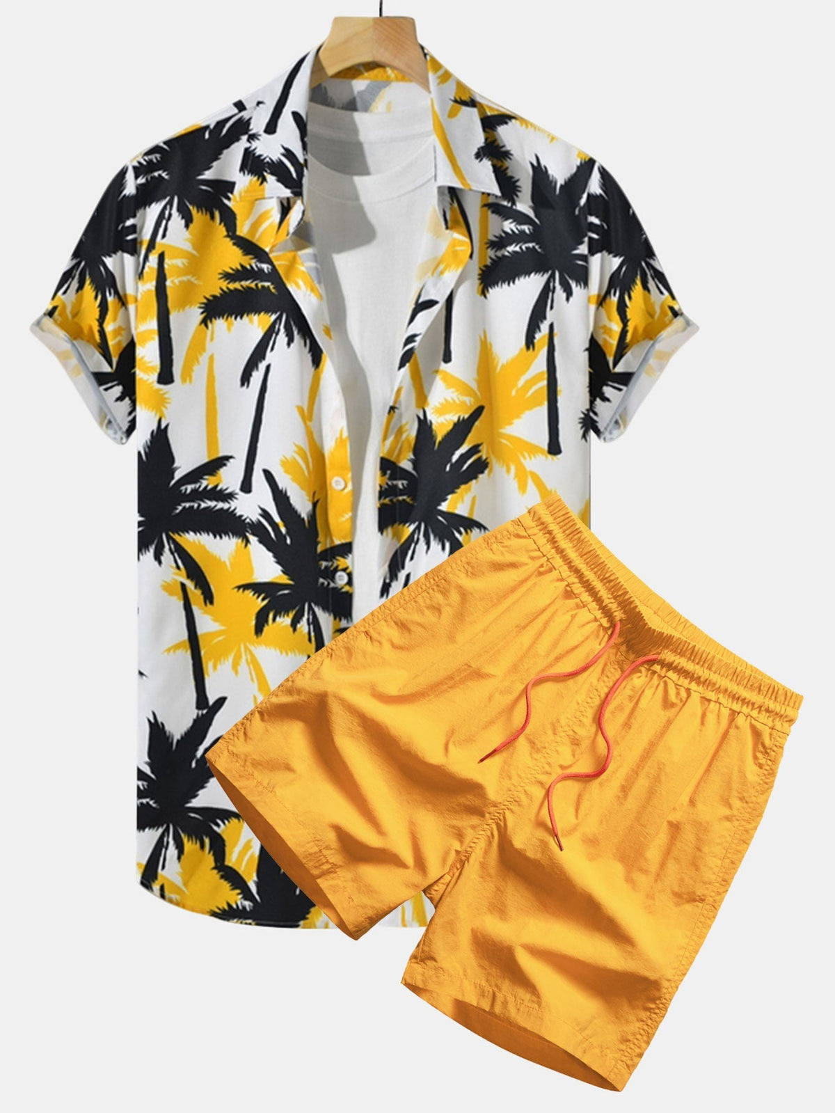 Ensemble chemise et short de bain à imprimé tropical style côtier homme – Monflanquin
