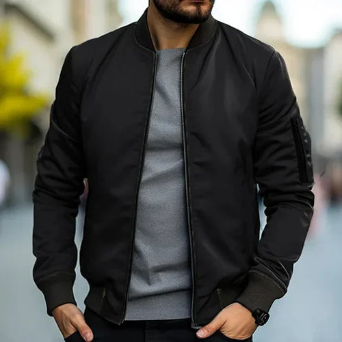 Blouson bomber zippé bords côtelés