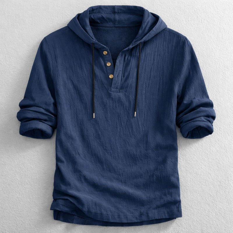 Chemise à capuche col henley boutonné