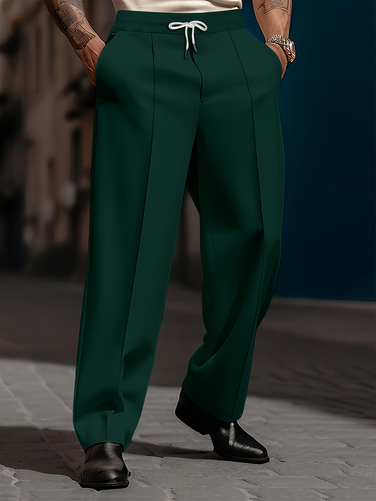 Pantalon ample décontracté couleur unie