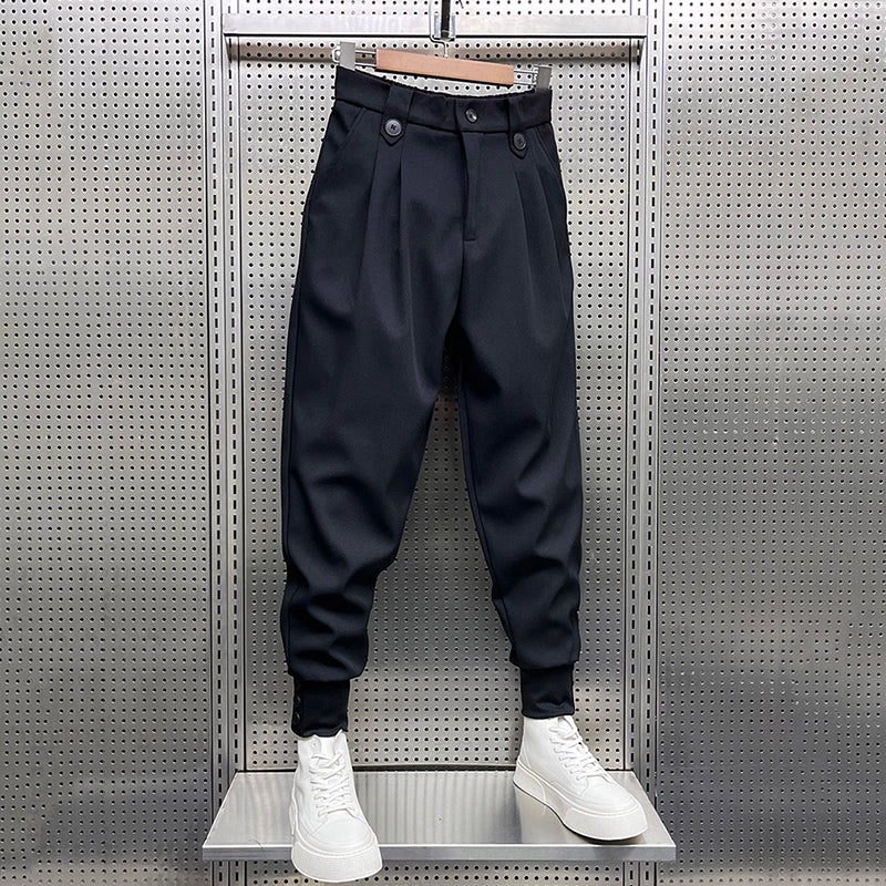 Pantalon noir ample à taille élastique