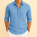 Polo manches longues coupe décontractée col boutonné tissu texturé homme – Lillebonne