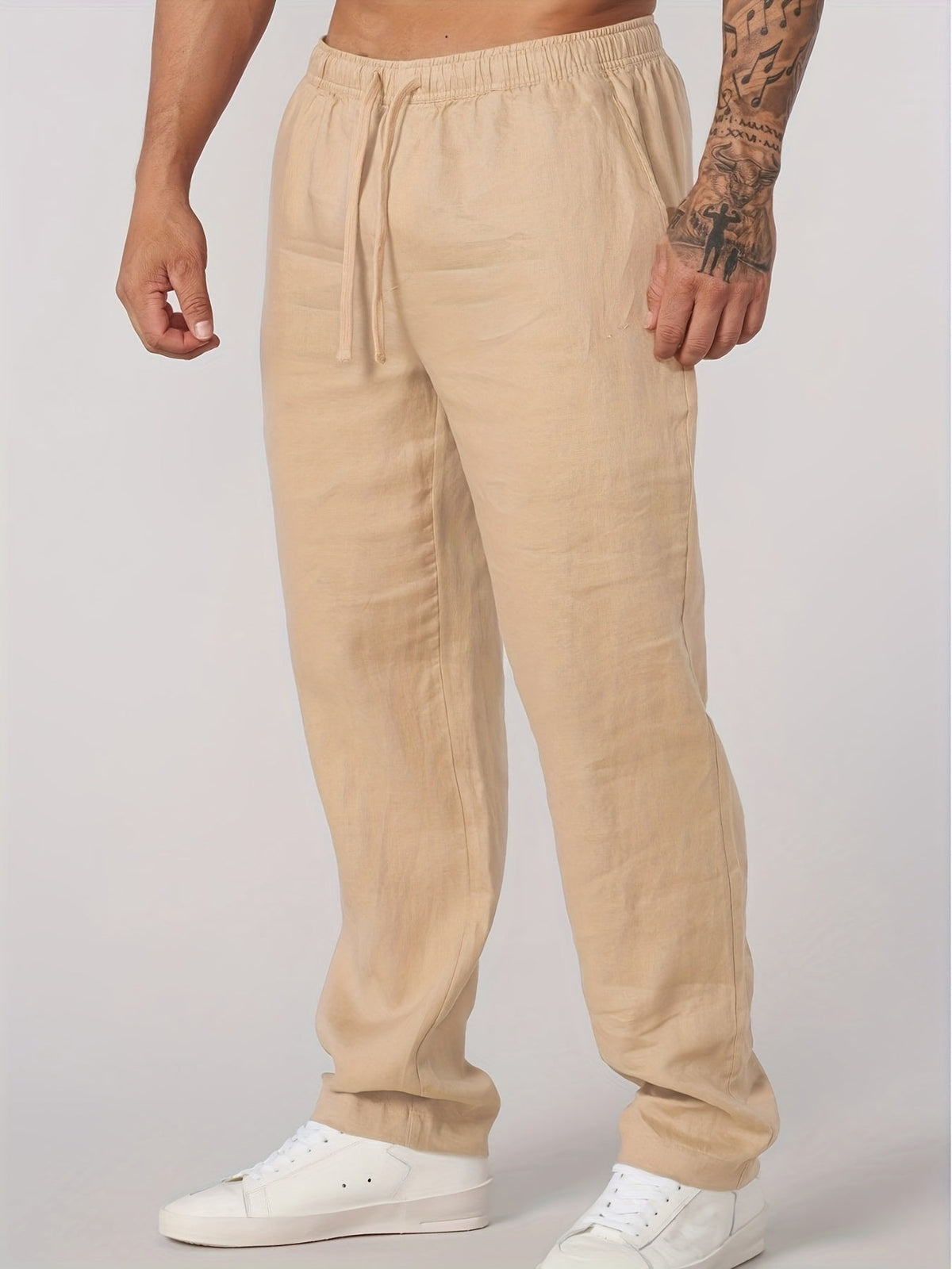 Pantalon droit à taille cordon