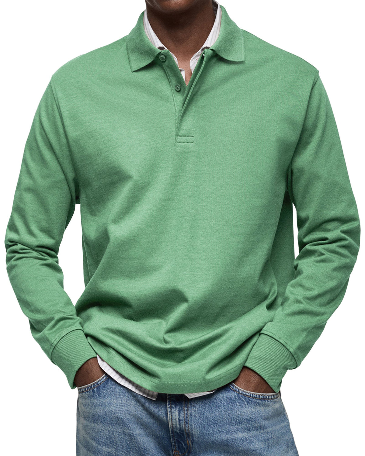 Polo à manches longues en maille fine col polo homme – Palais-Royal