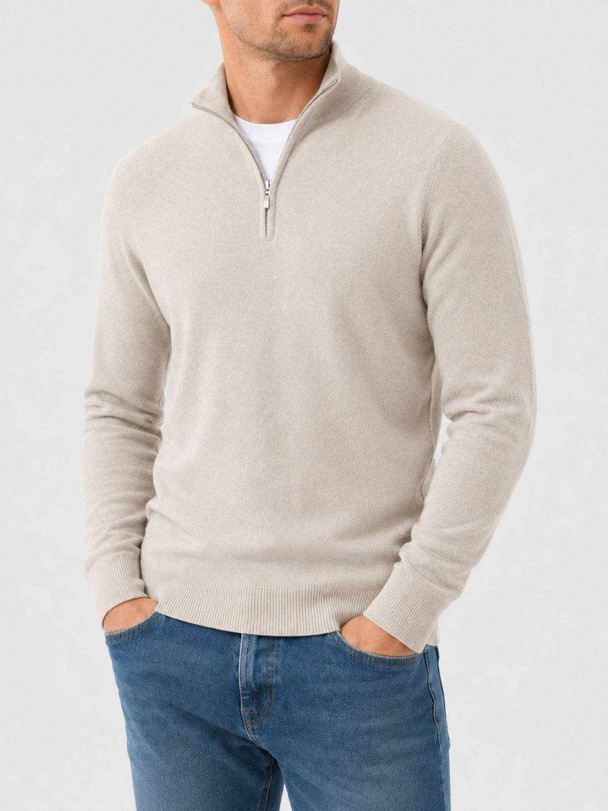 Pull en laine mérinos à col montant zippé douceur raffinée homme – Mérignac