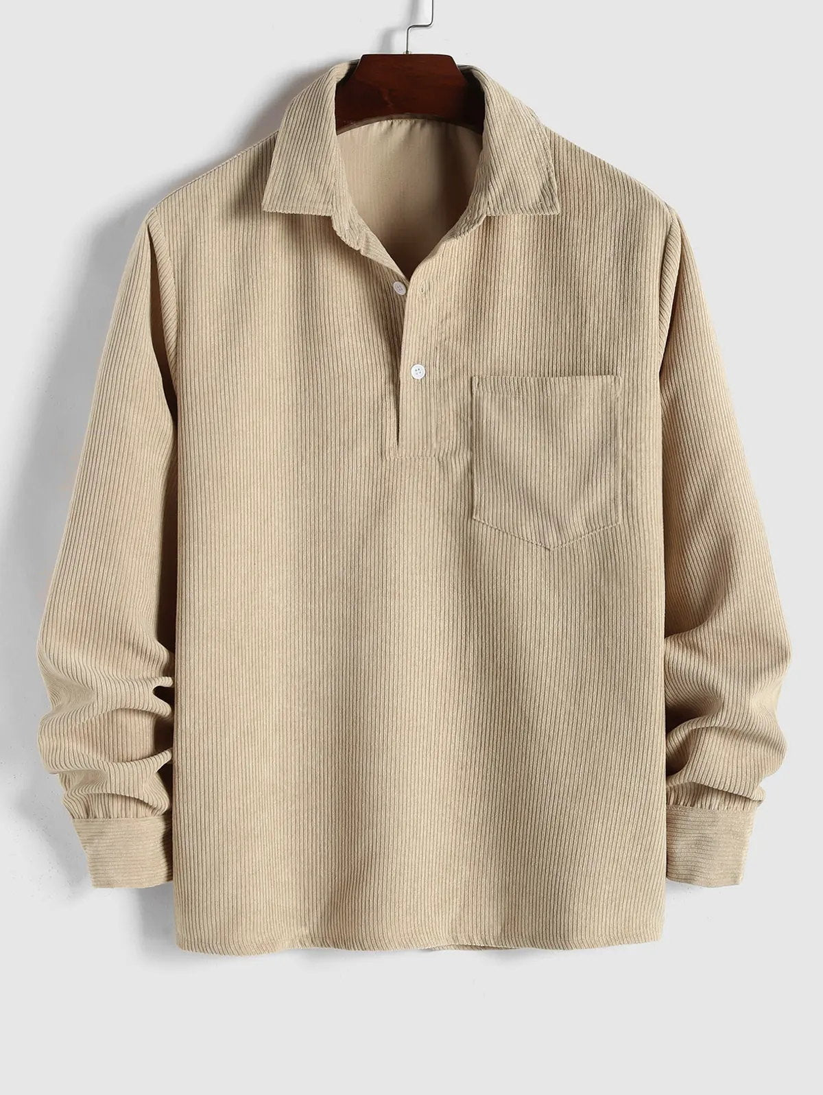 Chemise velours côtelé à demi-boutonnage