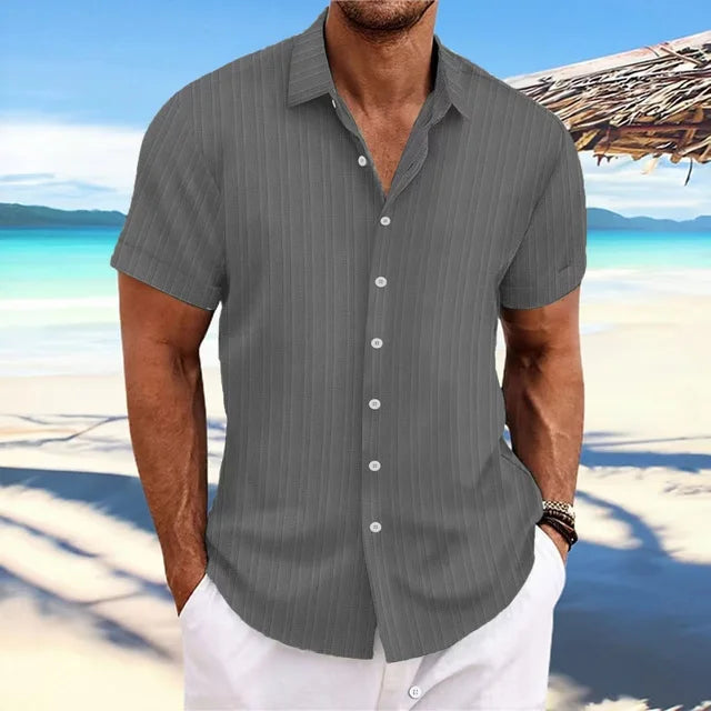 Chemise légère en lin respirant coupe élégante homme – Gris