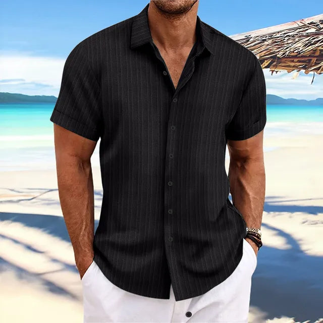 Chemise légère en lin respirant coupe élégante homme – Noir
