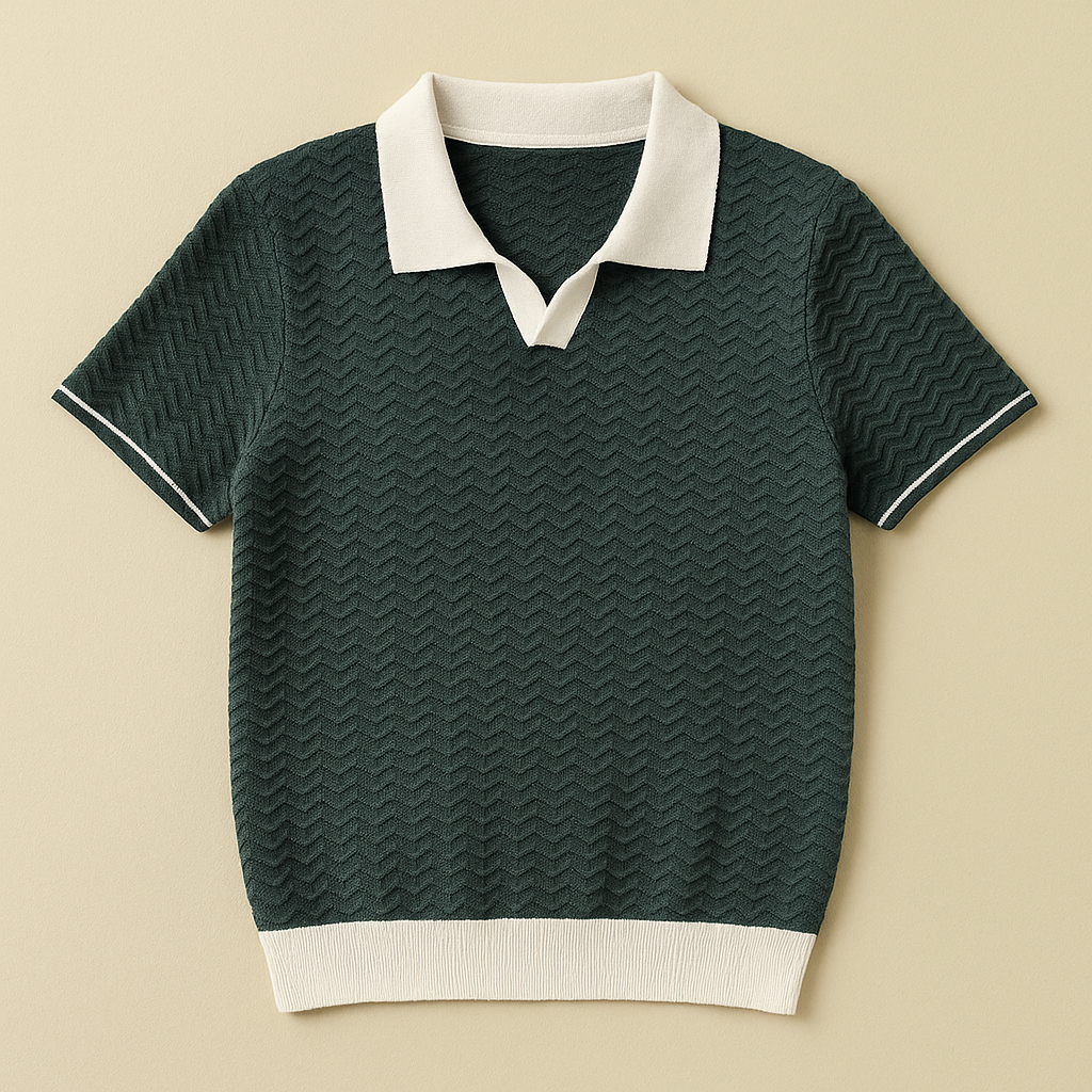 Polo en tissu texturé à ondulations pour le quotidien homme – Nyons