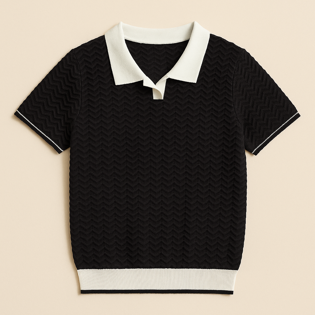 Polo en tissu texturé à ondulations pour le quotidien homme – Nyons