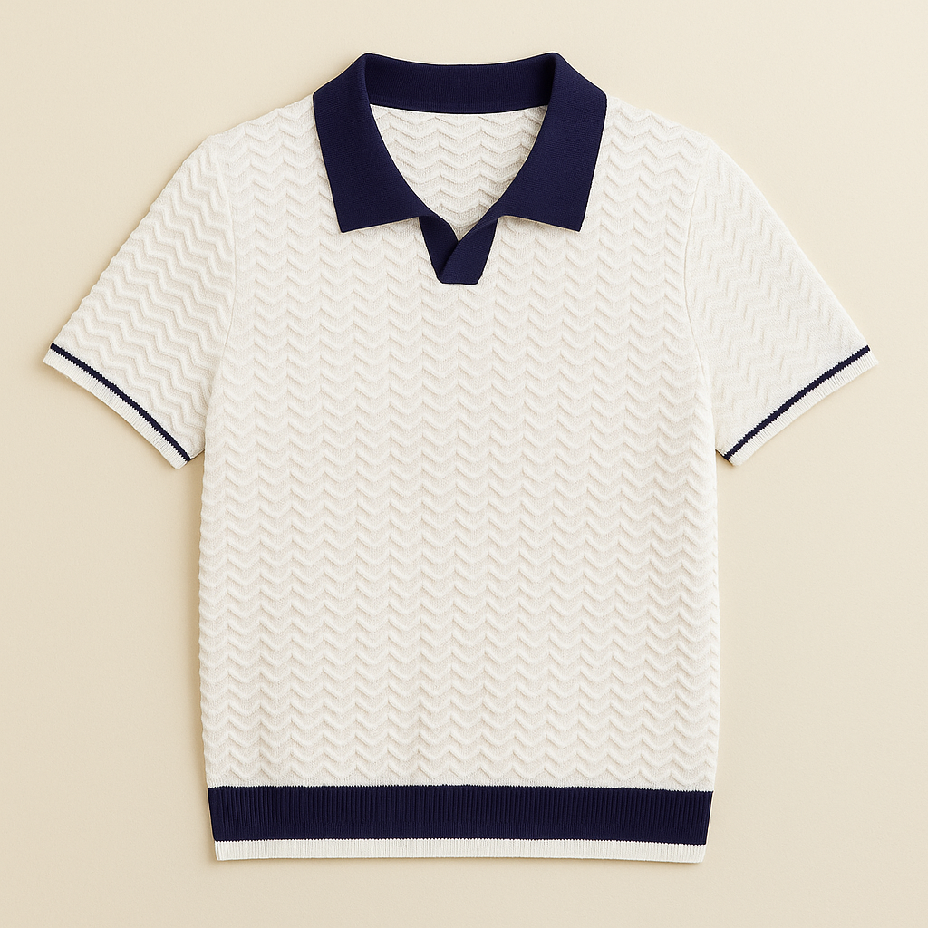 Polo en tissu texturé à ondulations pour le quotidien homme – Nyons
