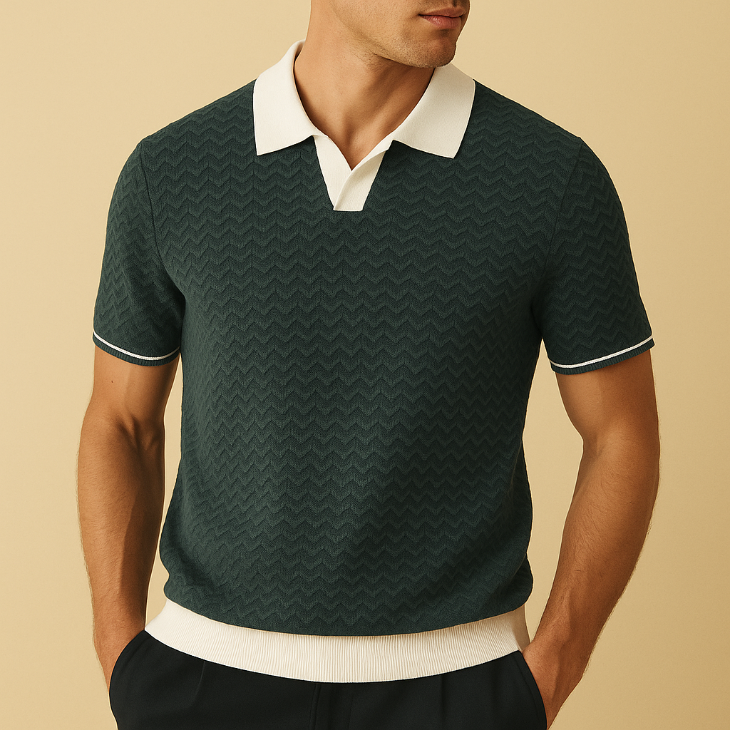 Polo en tissu texturé à ondulations pour le quotidien homme – Nyons