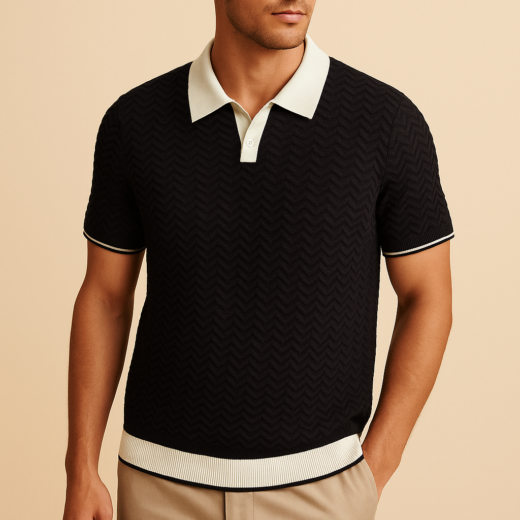 Polo en tissu texturé à ondulations pour le quotidien homme – Nyons