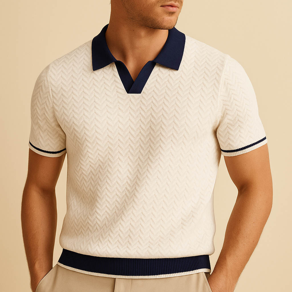 Polo en tissu texturé à ondulations pour le quotidien homme – Nyons