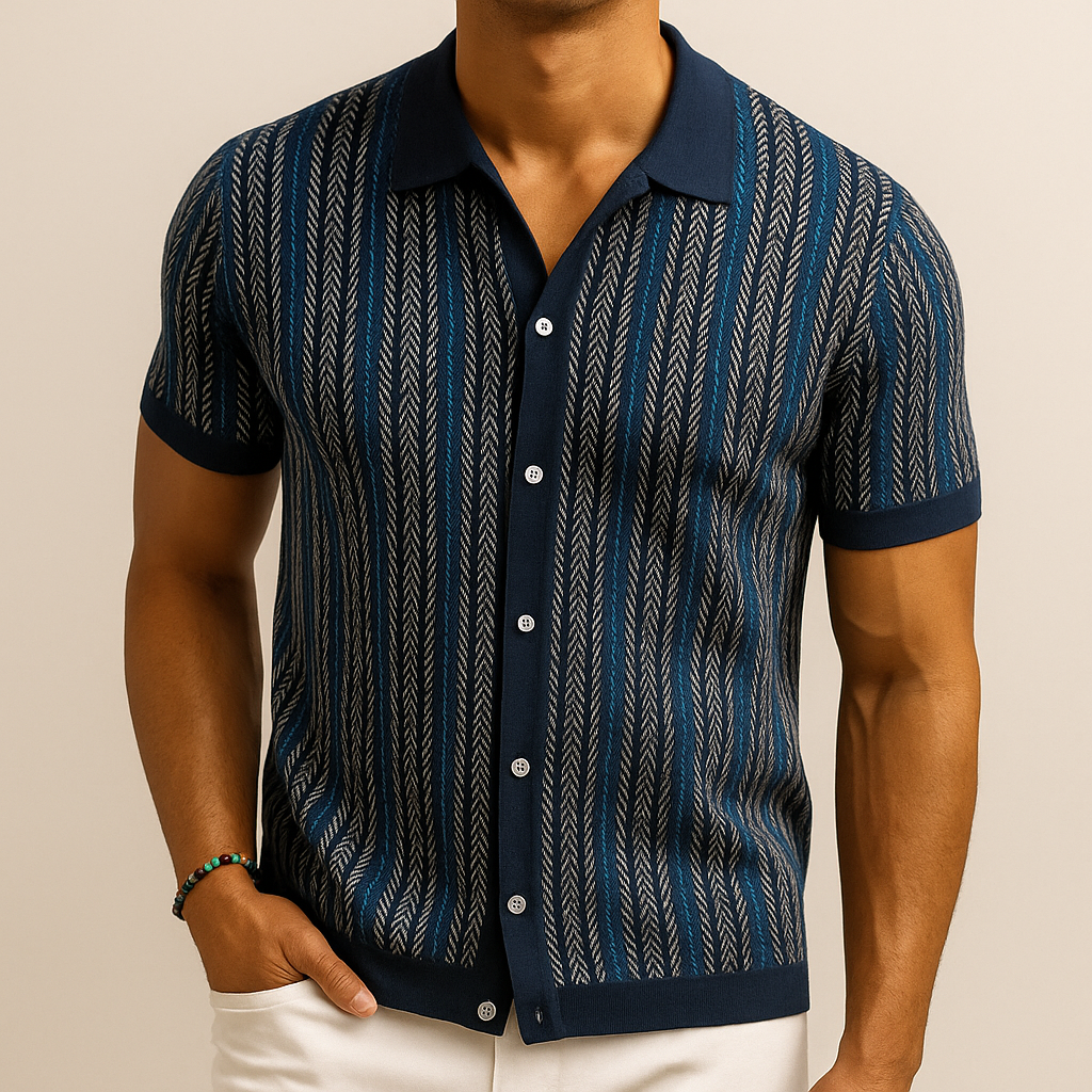 Chemise manches courtes à motif chevron