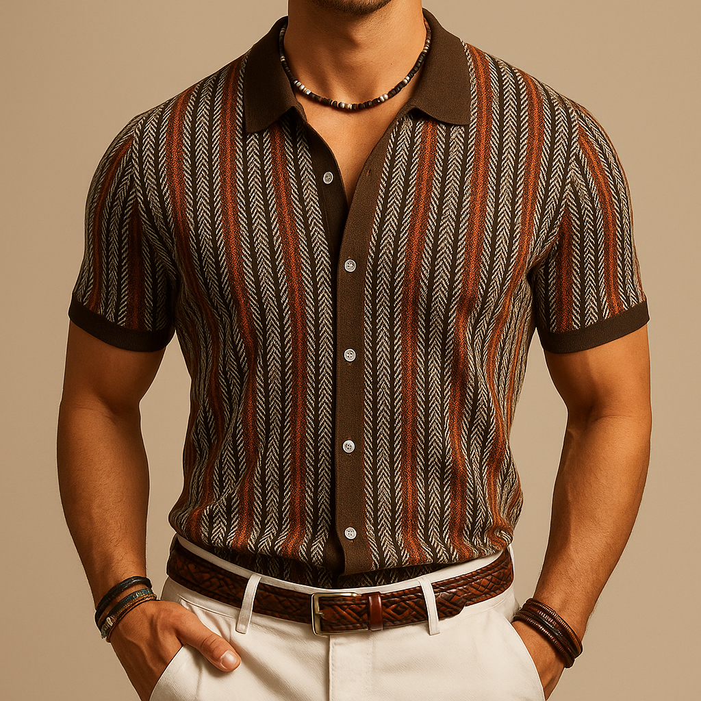 Chemise manches courtes à motif chevron