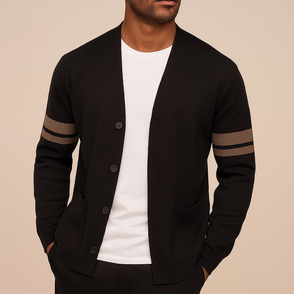 Cardigan rayé aux manches avec poches