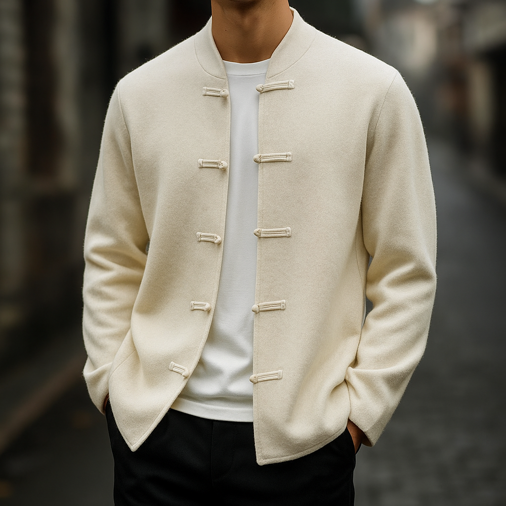 Cardigan boutonné à col montant