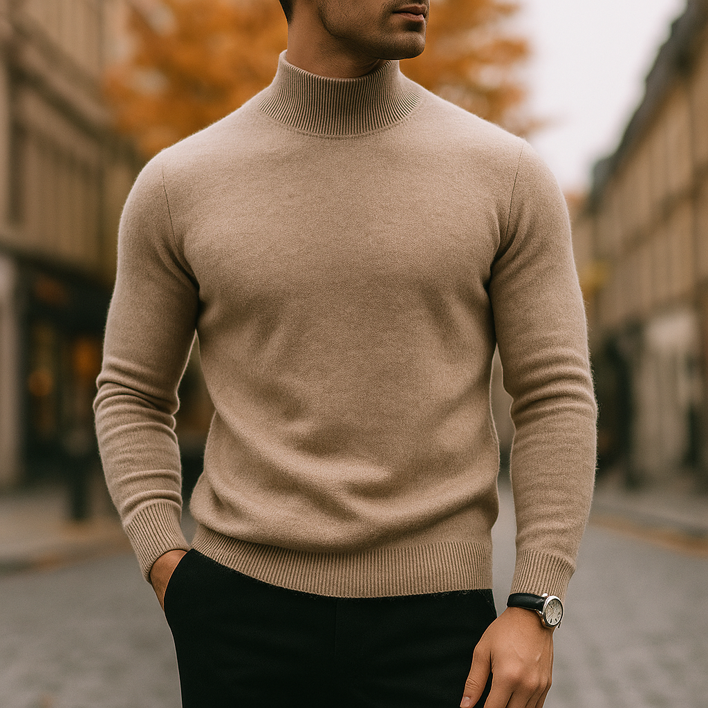 Pull col cheminée maille fine