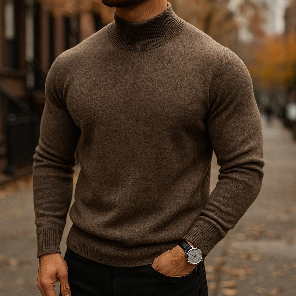 Pull col cheminée maille fine