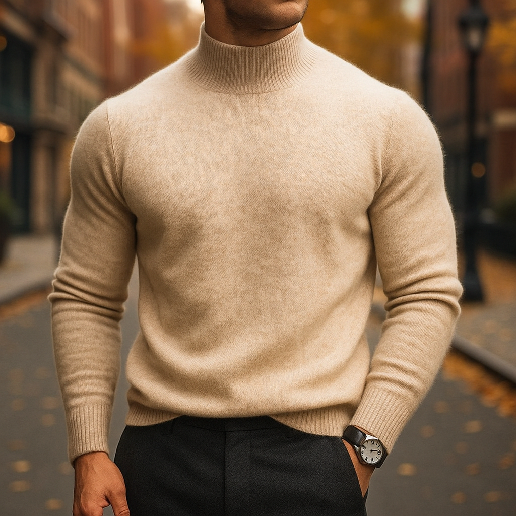 Pull col cheminée maille fine