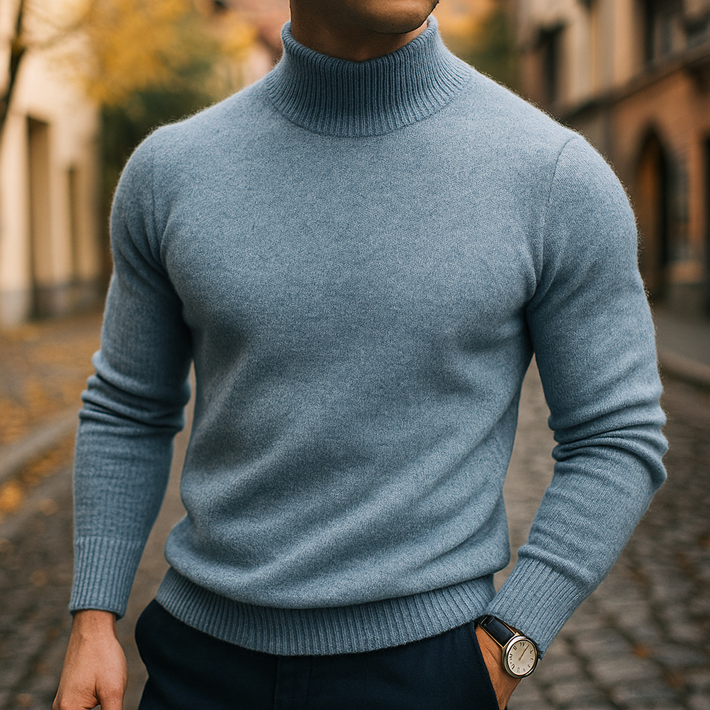 Pull col cheminée maille fine