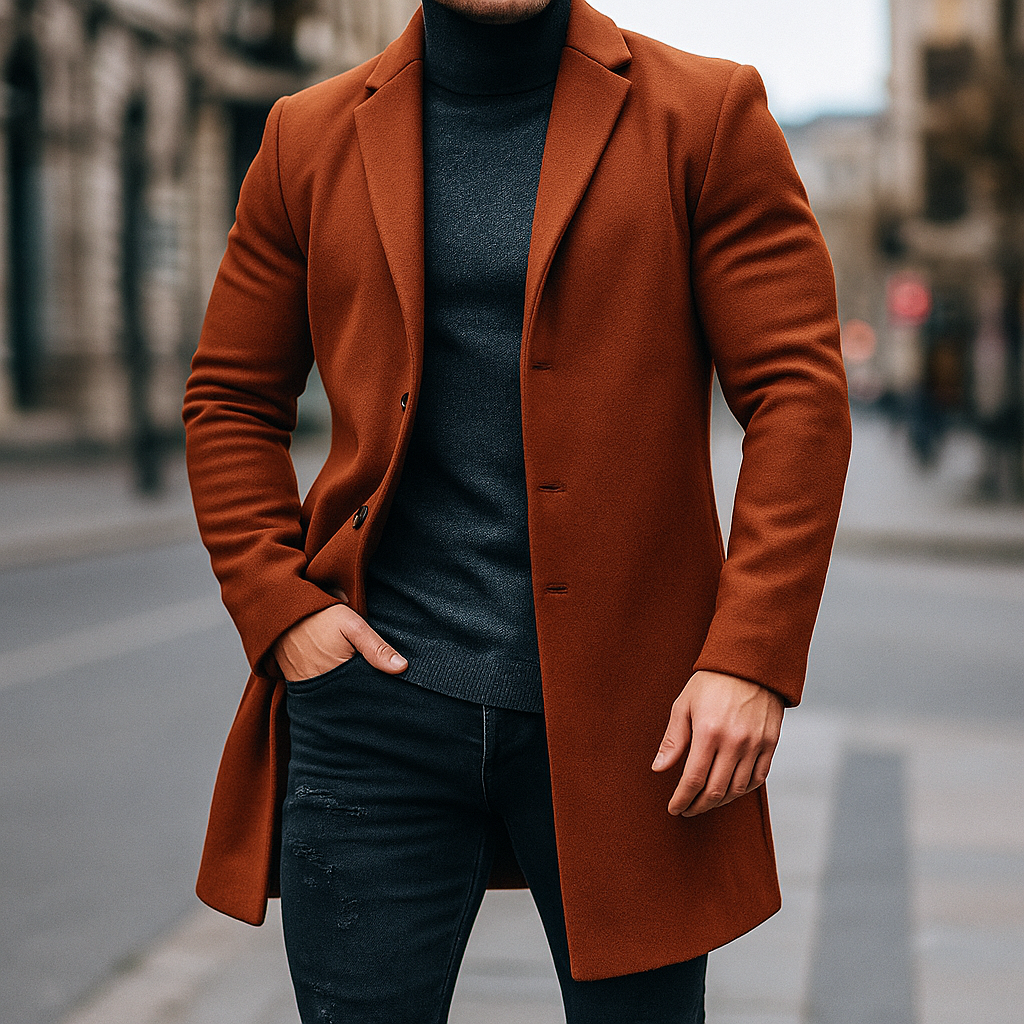 Trench en laine coupe droite à la finition soignée homme – Utelle