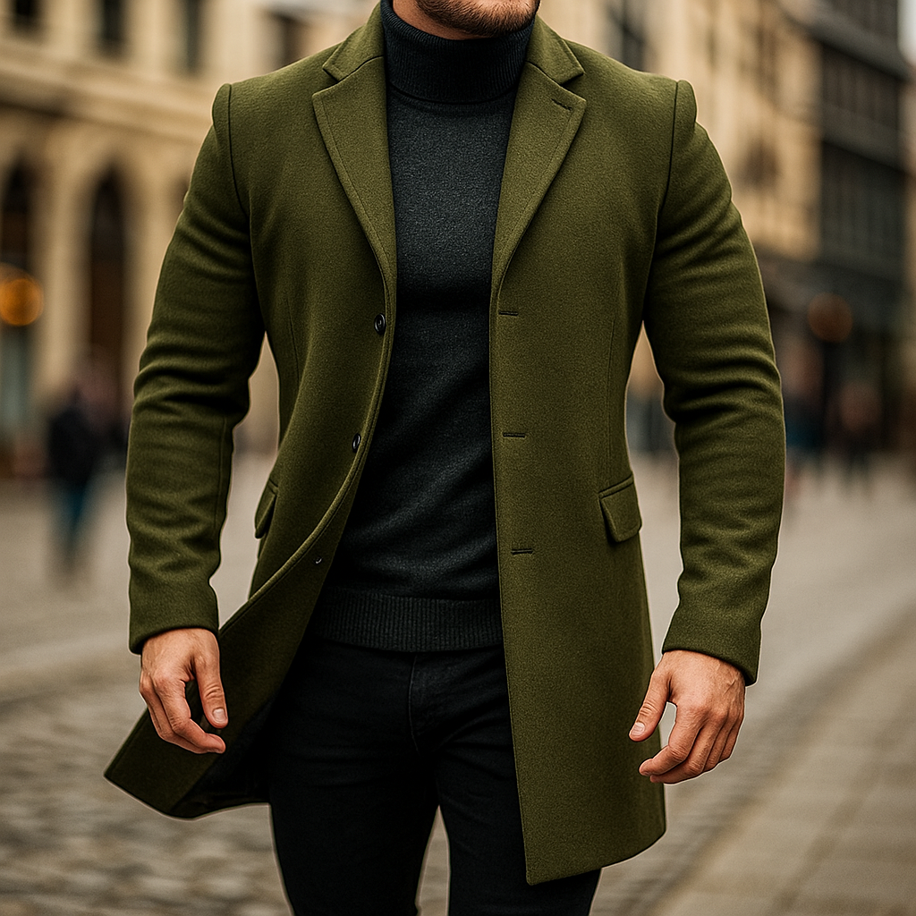 Trench en laine coupe droite à la finition soignée homme – Utelle