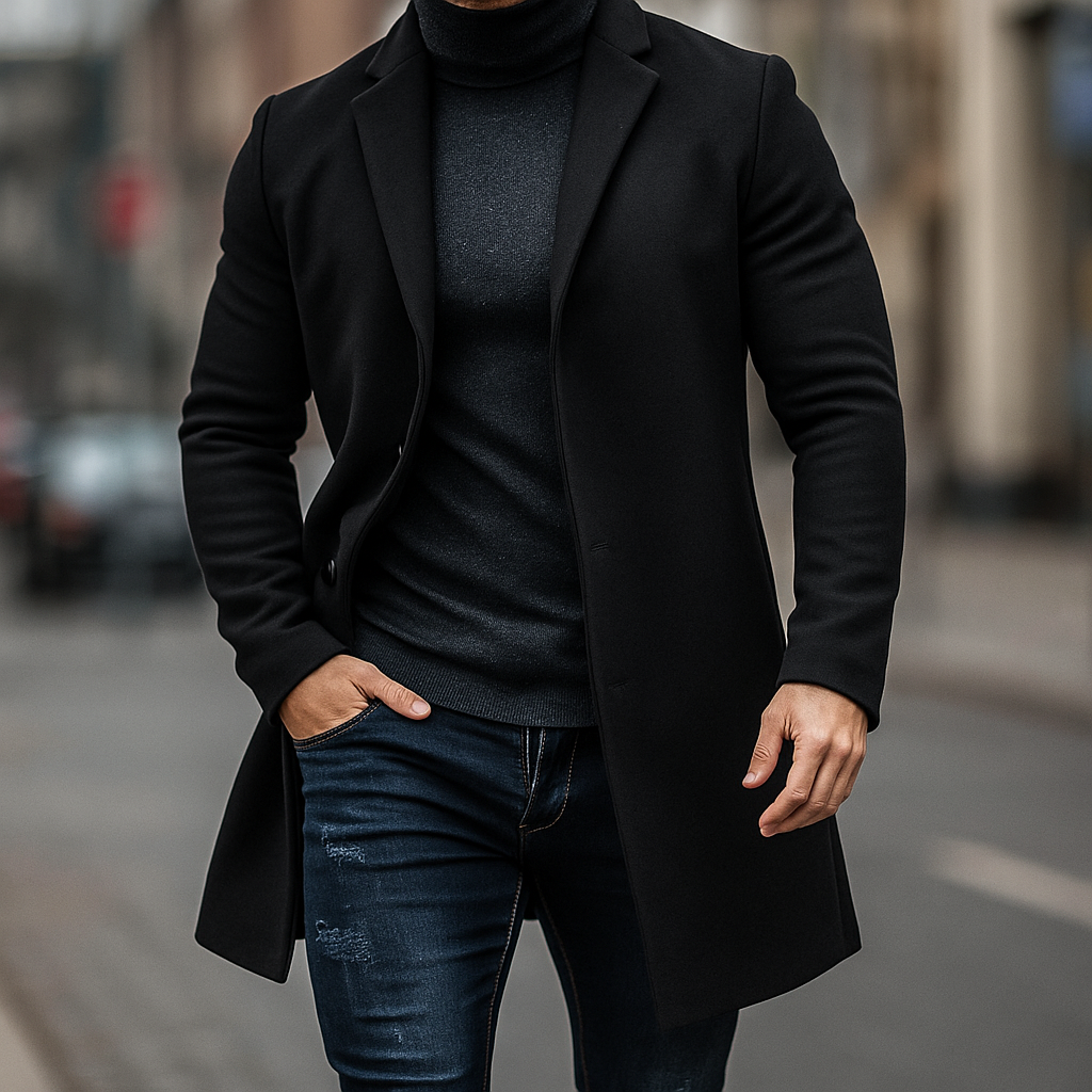 Trench en laine coupe droite à la finition soignée homme – Utelle