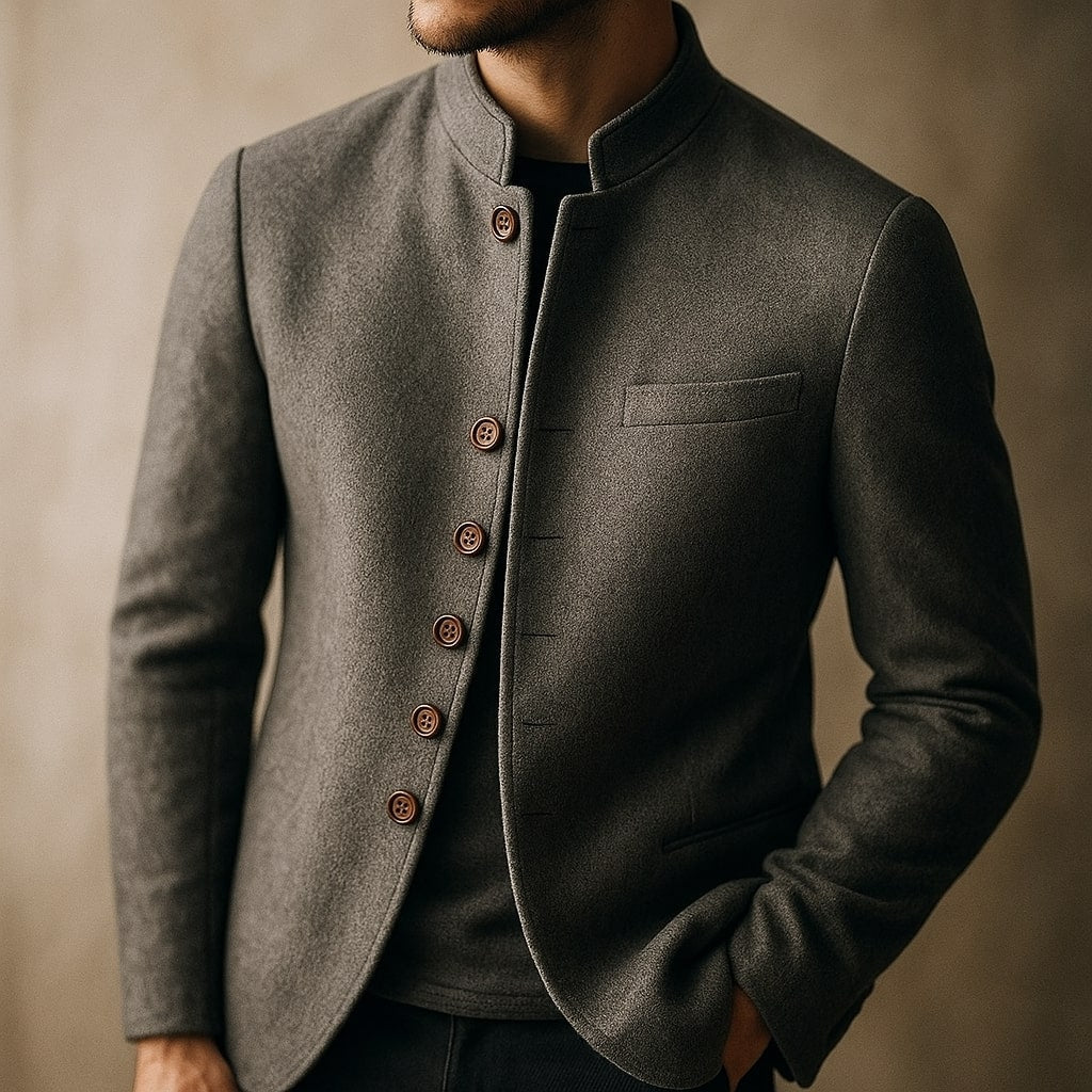 Veste col officier aspect lainage