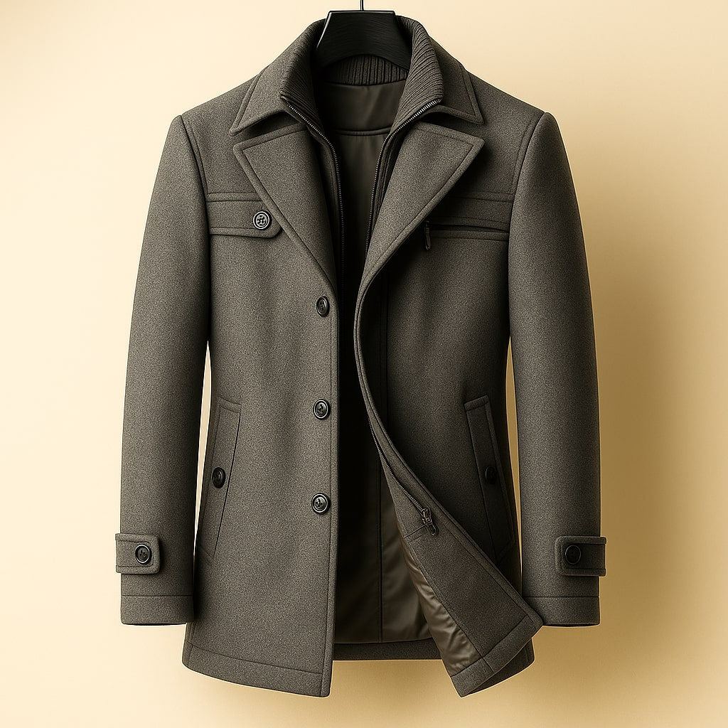 Manteau long aspect lainage boutonné