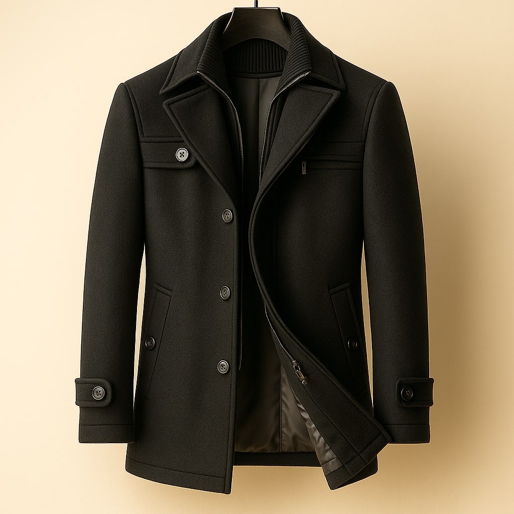 Manteau long aspect lainage boutonné